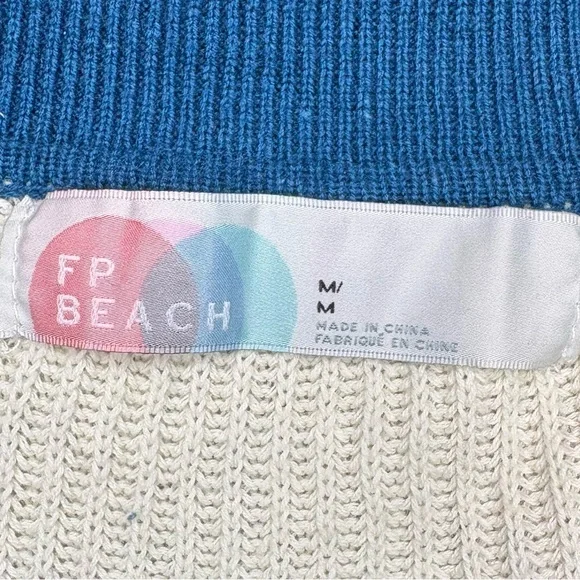 Free People Beach Knit Picnic Stripe Sweater Romper In Sailers Blue Combo medium - Picture 12 of 15